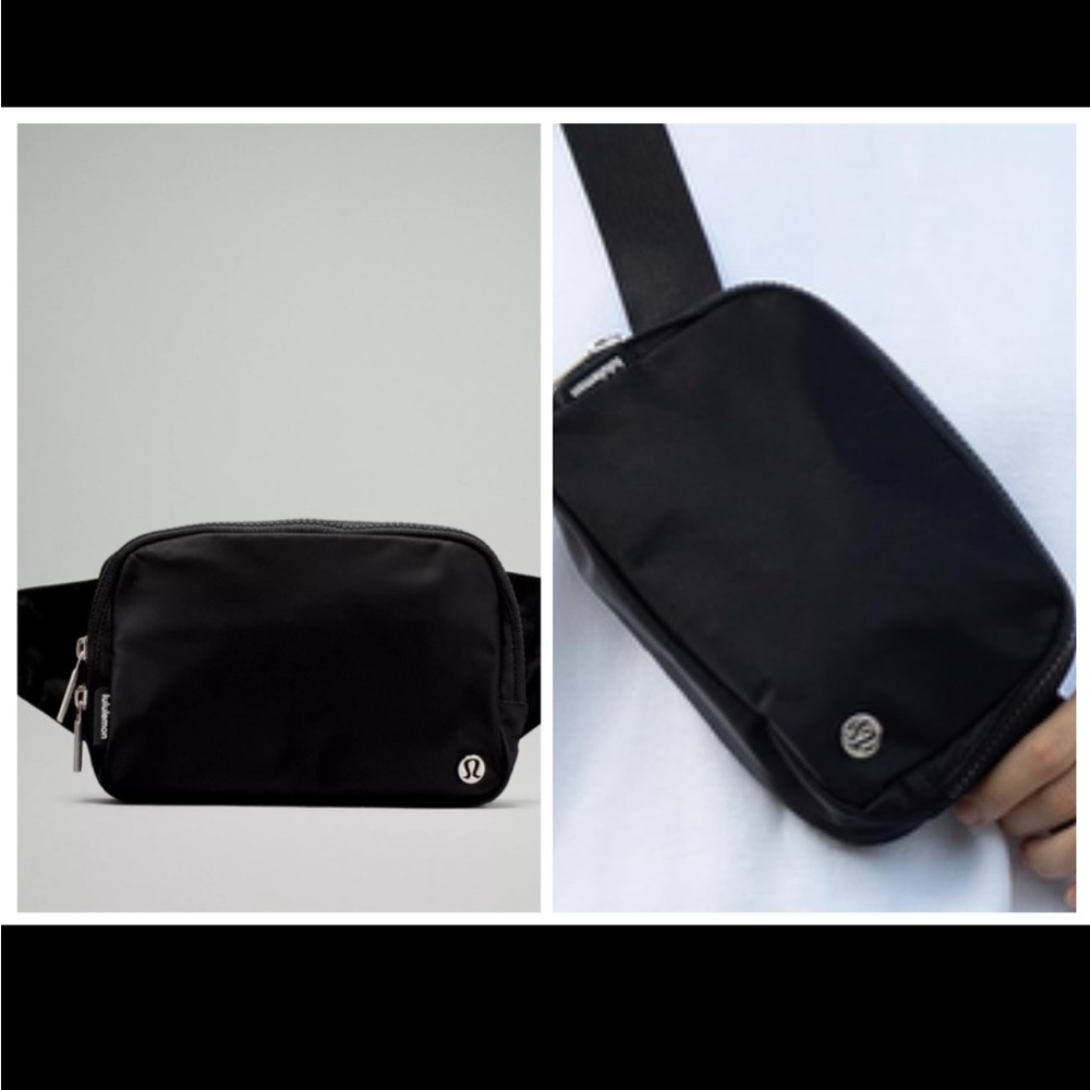 Lululemon Everywhere Belt Bag 2L BLACK w/silver metal tone in EUC.